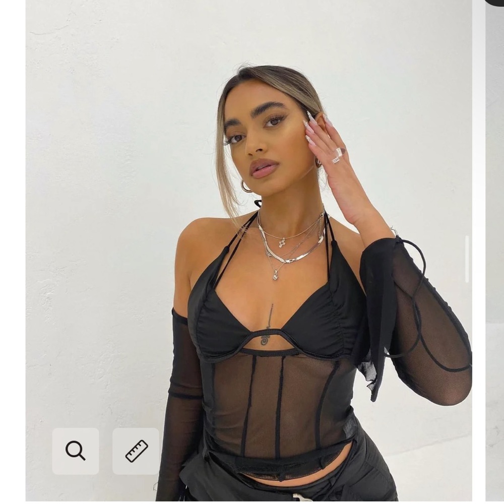 NWT Maison Femalien Sexy Black Mesh Top